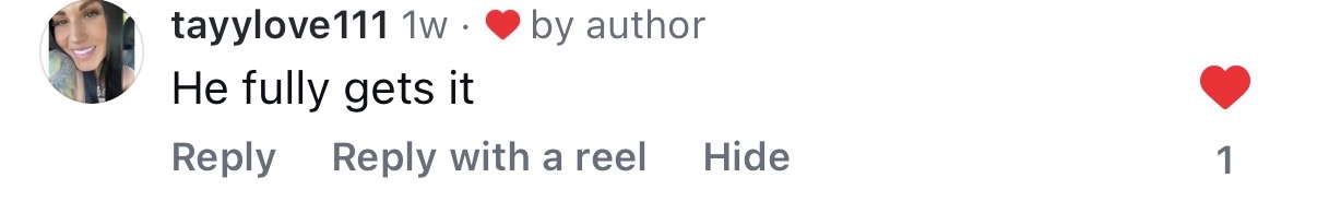 Comment: He fully gets it