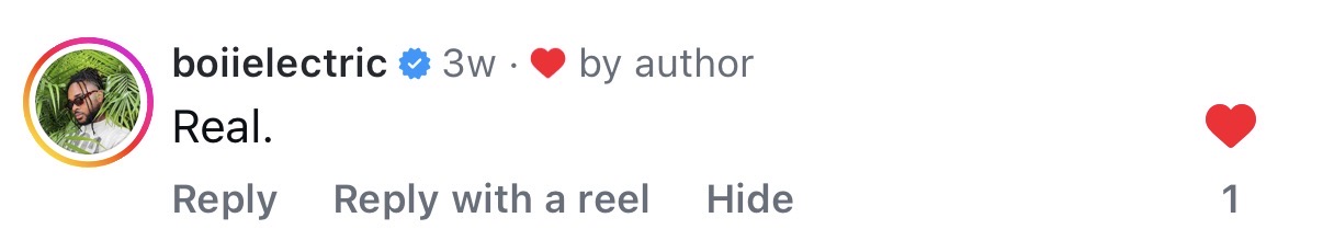 Comment: Real.