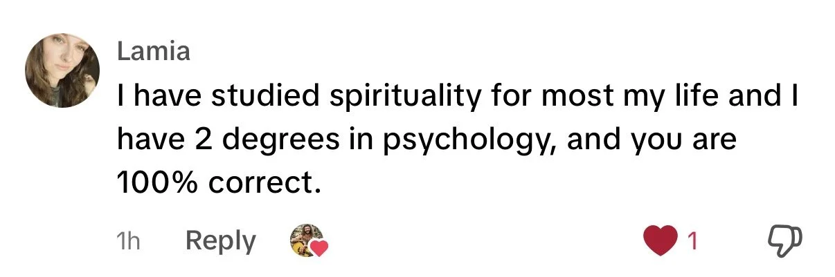 Comment: I have studied spirituality my whole life and you are 100% correct
