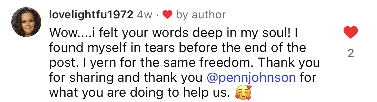 Comment: Wow, i felt your words deep in my soul, I found myself in tears before the end of the post